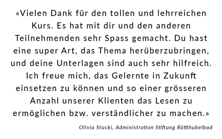 Feedback zur Weiterbildung "Grundlagen für die leichte und einfache Sprache"